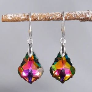 Rainbow Crystal Drop Earrings
